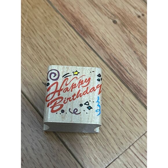 Happy Birthday Rubber Stamp Cursive Font Scrapbooking/Crafting - Picture 1 of 3